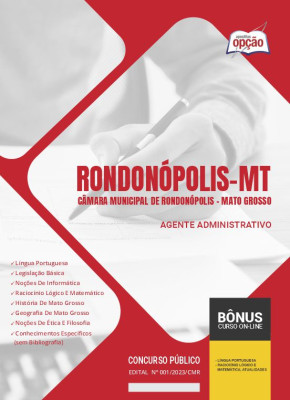 Apostila Câmara de Rondonópolis - MT 2024 - Agente Administrativo