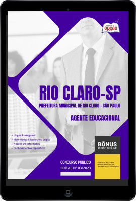 Apostila Prefeitura de Rio Claro - SP em PDF - Agente Educacional  2024