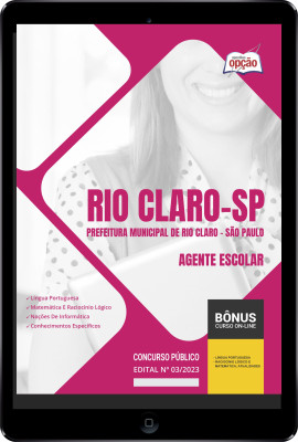 Apostila Prefeitura de Rio Claro - SP em PDF - Agente Escolar 2024