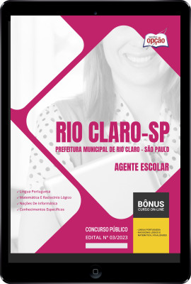 Apostila Prefeitura de Rio Claro - SP em PDF - Agente Escolar 