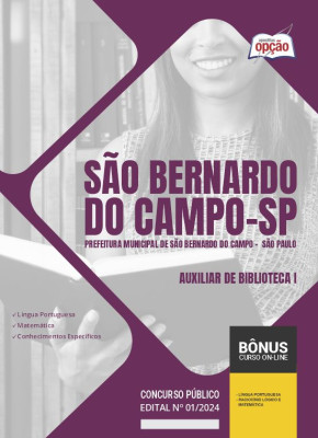 Apostila Prefeitura de São Bernardo do Campo - SP 2024 - Auxiliar de Biblioteca I
