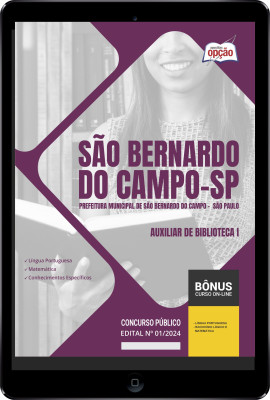 Apostila Prefeitura de São Bernardo do Campo - SP em PDF - Auxiliar de Biblioteca I 2024