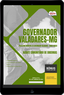 Apostila Prefeitura de Governador Valadares - MG em PDF - Agente Comunitário de Endemias 2024