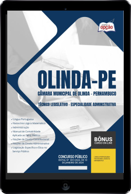 Apostila Câmara de Olinda - PE em PDF - Técnico Legislativo - Especialidade: Administrativa 