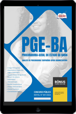 Apostila PGE-BA em PDF - Analista de Procuradoria Temporário (Apoio Administrativo) 2024