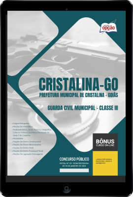 Apostila Prefeitura de Cristalina - GO em PDF - Guarda Civil Municipal - Classe III 