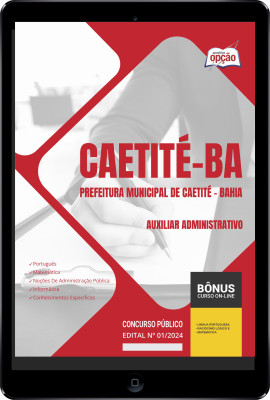 Apostila Prefeitura de Caetité - BA em PDF 2024 - Auxiliar Administrativo