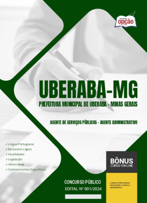 Apostila Prefeitura de Uberaba - MG 2024 - Agente de Serviços Públicos - Agente Administrativo