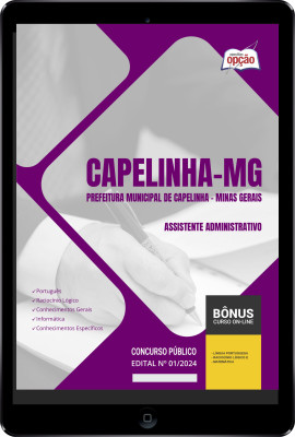 Apostila Prefeitura de Capelinha - MG em PDF - Assistente Administrativo 2024
