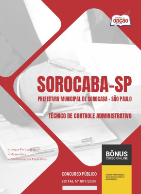 Apostila Prefeitura de Sorocaba - SP 2024 - Técnico de Controle Administrativo