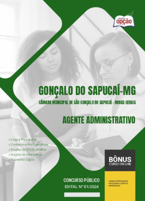 Apostila Câmara de São Gonçalo do Sapucaí - MG 2024 - Agente Administrativo