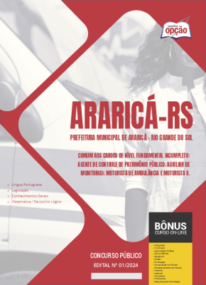 Apostila Prefeitura de Araricá - RS 2024 - Comum aos Cargos de Nível Fundamental Incompleto