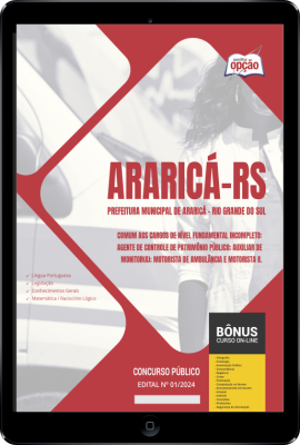 Apostila Prefeitura de Araricá - RS em PDF - Comum aos Cargos de Nível Fundamental Incompleto 2024