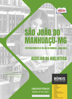 Apostila Prefeitura de São João do Manhuaçu - MG 2024 - Auxiliar de Biblioteca