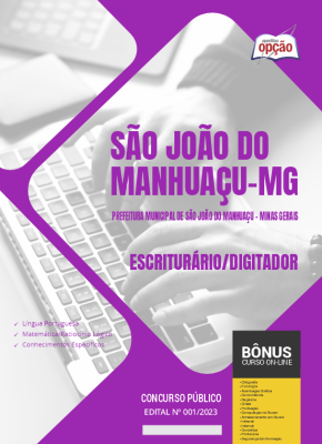Apostila Prefeitura de São João do Manhuaçu - MG 2024 - Escriturário/Digitador