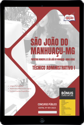 Apostila Prefeitura de São João do Manhuaçu - MG em PDF  - Técnico Administrativo I 