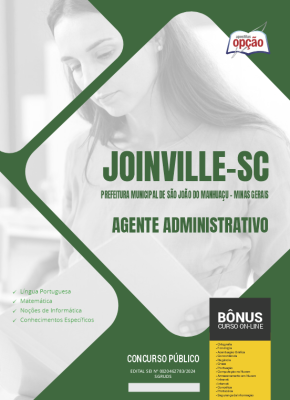 Apostila Prefeitura de Joinville - SC 2024 - Agente Administrativo