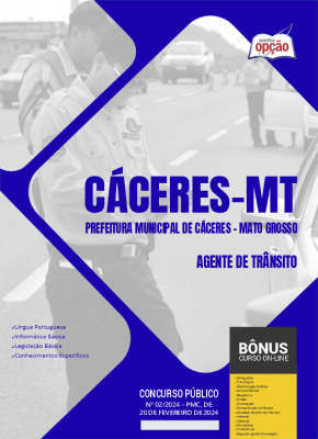 Apostila Prefeitura de Cáceres - MT em PDF - Agente de Trânsito 2024