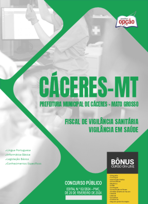Apostila Prefeitura de Cáceres - MT em PDF - Fiscal de Vigilância Sanitária - Vigilância em Saúde 2024