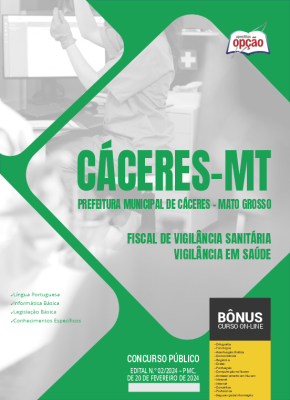Apostila Prefeitura de Cáceres - MT em PDF - Fiscal de Vigilância Sanitária - Vigilância em Saúde 