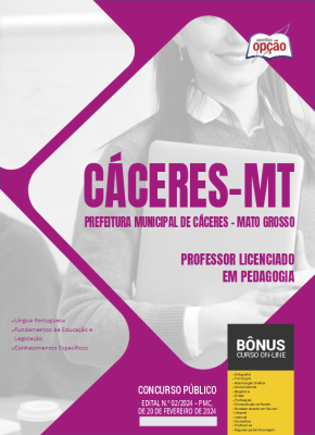 Apostila Prefeitura de Cáceres - MT em PDF - Professor Licenciado em Pedagogia 