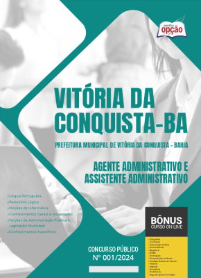 Apostila Prefeitura de Vitória da Conquista - BA 2024 - Agente Administrativo e Assistente Administrativo