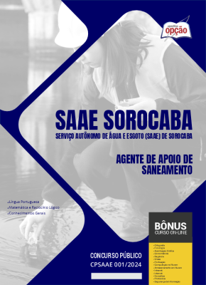 Apostila SAAE Sorocaba - SP em PDF Agente de Apoio de Saneamento 2024
