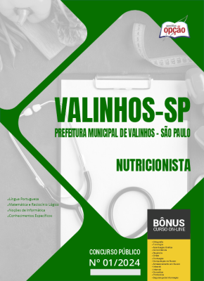 Apostila Prefeitura de Valinhos - SP em PDF - Nutricionista 2024