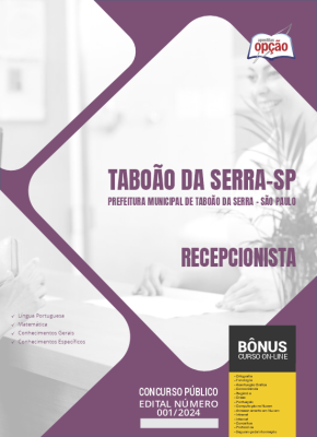 Apostila Prefeitura de Taboão da Serra - SP em PDF - Recepcionista 