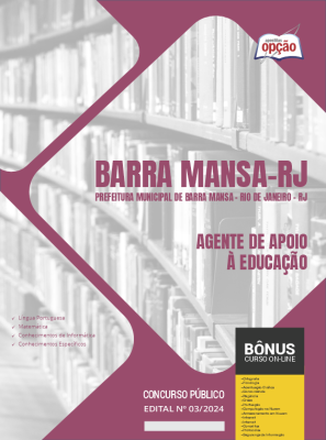 Apostila Prefeitura de Barra Mansa - RJ em PDF - Agente de Apoio à Educação 2024