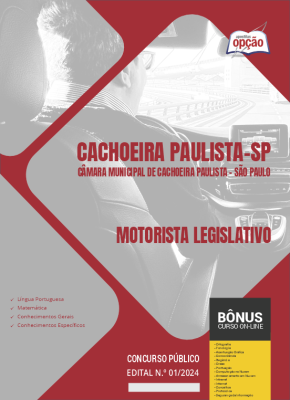 Apostila Câmara de Cachoeira Paulista - SP 2024 - Motorista Legislativo