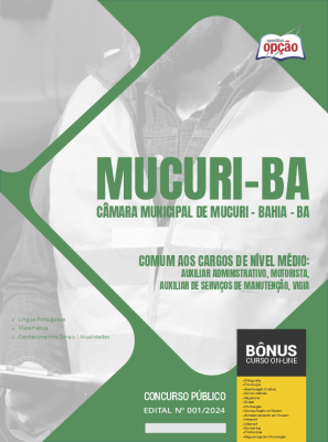 Apostila Câmara de Mucuri - BA em PDF - Comum aos Cargos de Nível Médio 2024