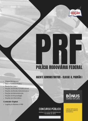 Apostila PRF em PDF Agente Administrativo - Classe A, Padrão I 2025