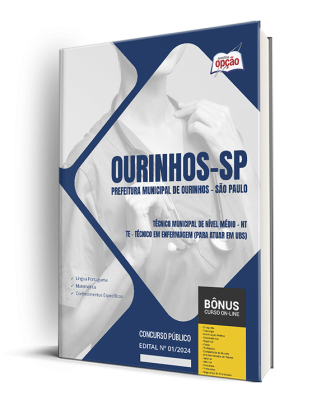 Apostila Prefeitura de Ourinhos - SP 2024 - Técnico Municipal de Nível Médio - NT - TE - Técnico em Enfermagem (Para atuar em UBS)