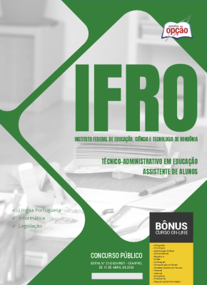 Apostila IFRO em PDF - Técnico-Administrativo em Educação - Assistente de Alunos 