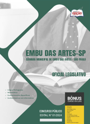 Apostila Câmara de Embu das Artes - SP em PDF - Oficial Legislativo 2024