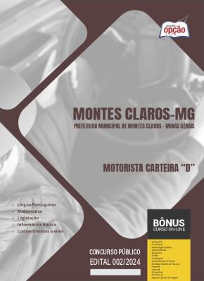 Apostila Prefeitura de Montes Claros - MG 2024 - Motorista Carteira “D”
