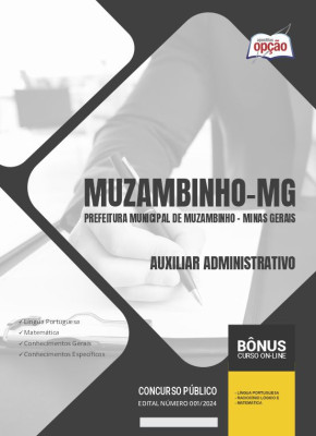 Apostila Prefeitura de Muzambinho - MG em PDF - Auxiliar Administrativo 2024