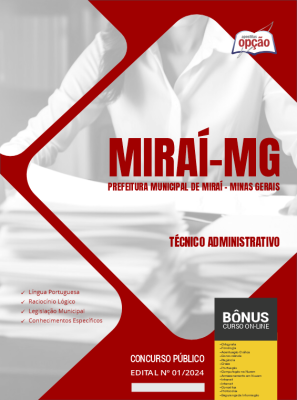 Apostila Prefeitura de Miraí - MG em PDF - Técnico Administrativo 2024