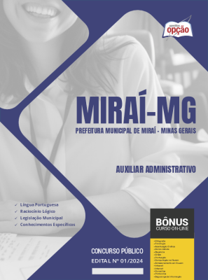 Apostila Prefeitura de Miraí - MG em PDF - Auxiliar Administrativo 2024