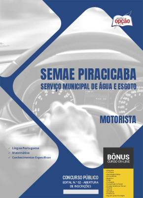 Apostila SEMAE Piracicaba - SP em PDF - Motorista 2024