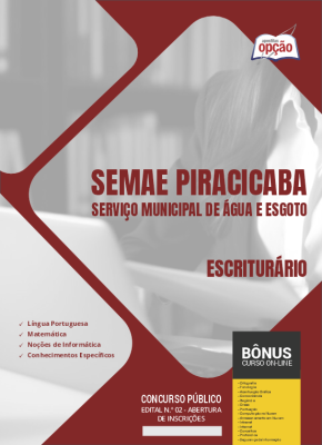 Apostila SEMAE Piracicaba - SP 2024 - Escriturário