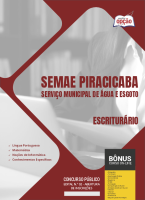 Apostila SEMAE Piracicaba - SP em PDF - Escriturário 