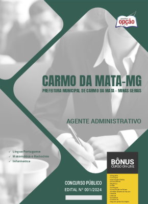 Apostila Prefeitura de Carmo da Mata - MG em PDF - Agente Administrativo 2024