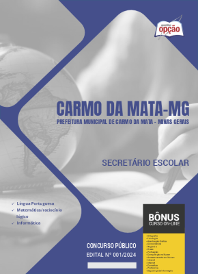 Apostila Prefeitura de Carmo da Mata - MG 2024 - Secretário Escolar