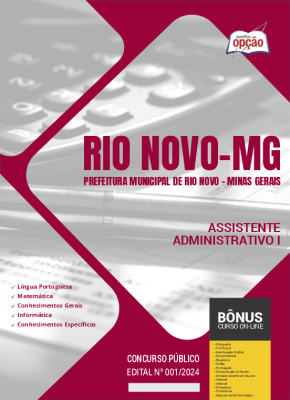 Apostila Prefeitura de Rio Novo - MG 2024 - Assistente Administrativo I