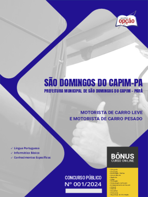 Apostila Prefeitura de São Domingos do Capim - PA em PDF - Motorista de Carro Leve e Motorista de Carro Pesado 