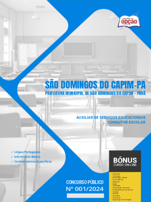 Apostila Prefeitura de São Domingos do Capim - PA 2024 - Auxiliar de Serviços Educacionais - Condutor Escolar