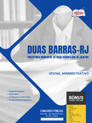 Apostila Prefeitura de Duas Barras - RJ 2024 - Oficial Administrativo