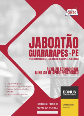 Apostila Prefeitura de Jaboatão dos Guararapes - PE em PDF - Auxiliar Educacional - Auxiliar de Apoio Pedagógico 